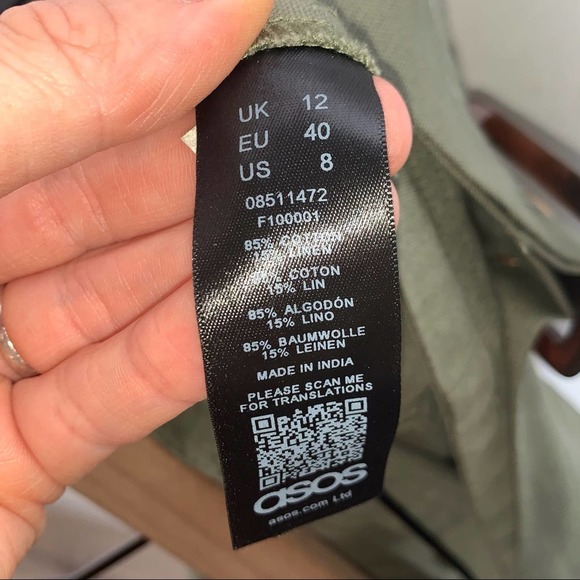 NWT ASOS cotton / linen olive green belted maxi skirt size 8 - Picture 6 of 8